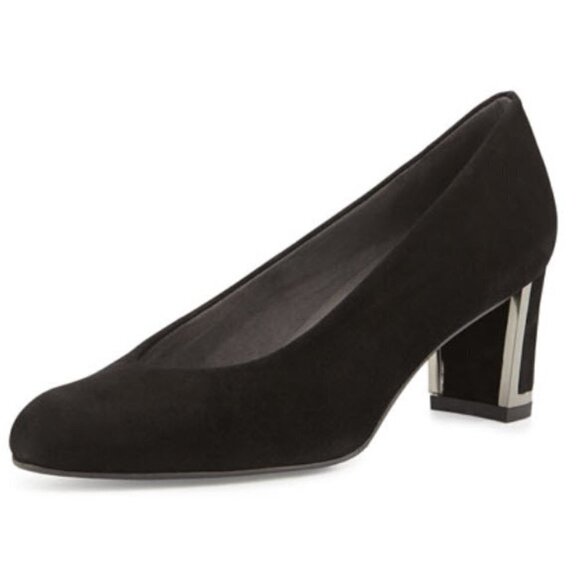 Stuart Weitzman Black Suede Pump Size 6 - Picture 1 of 15